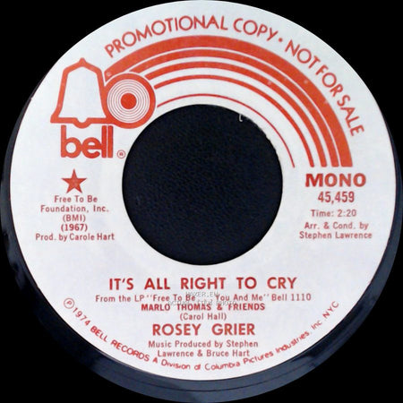 Rosey Grier - It's All Right To Cry / It's All Right To Cry side B