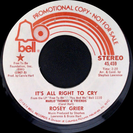 Rosey Grier - It's All Right To Cry / It's All Right To Cry side A