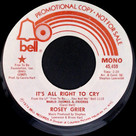 Rosey Grier - It's All Right To Cry / It's All Right To Cry side B