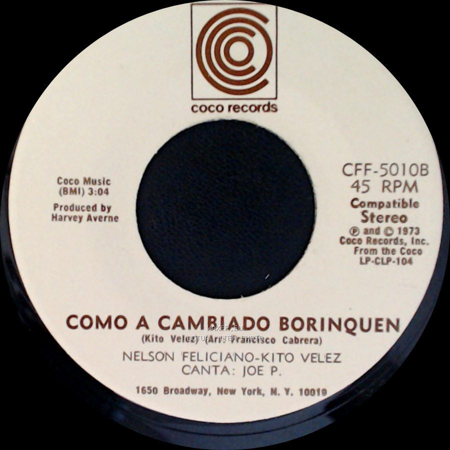 Nelson Feliciano-Kito Velez / Nelson Feliciano-Kito Velez - Canta: Joe P. - Luz Del Cielo / Como A Cambiado Borinquen side B