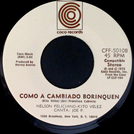 Nelson Feliciano-Kito Velez / Nelson Feliciano-Kito Velez - Canta: Joe P. - Luz Del Cielo / Como A Cambiado Borinquen side B