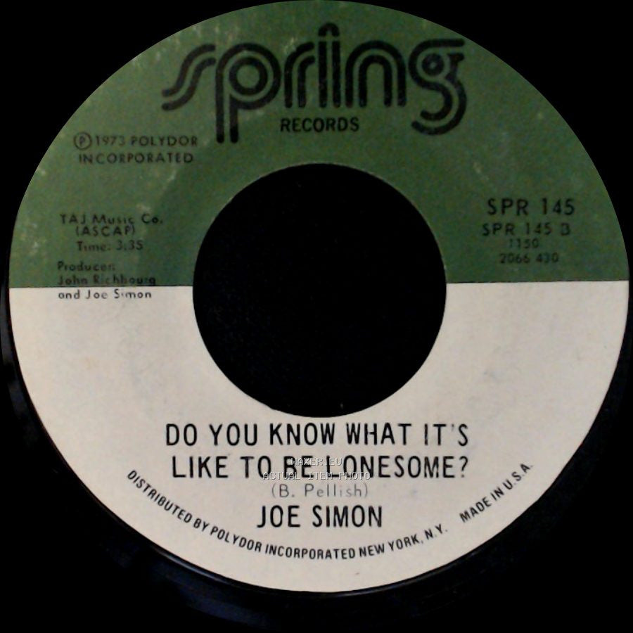 Joe Simon - Carry Me / Do You Know What It's Like To Be Lonesome? side B