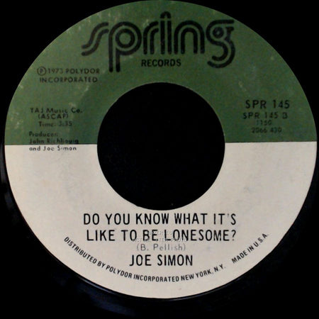 Joe Simon - Carry Me / Do You Know What It's Like To Be Lonesome? side B
