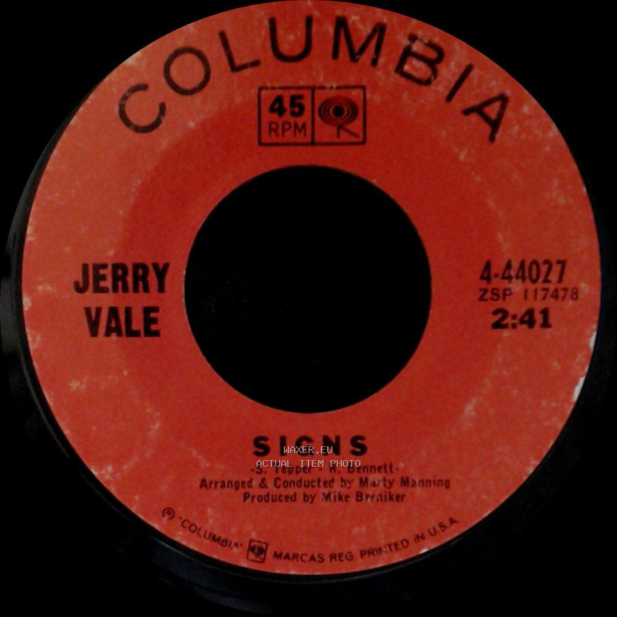 Jerry Vale - Have You Seen The One I Love Go By / Signs side B