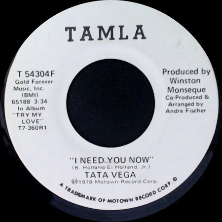 Tata Vega - I Need You Now / I Need You Now side B
