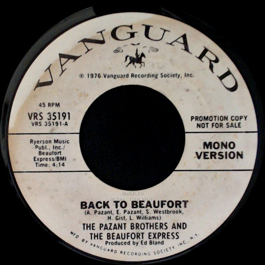 The Pazant Brothers And The Beaufort Express - Back To Beaufort / Back To Beaufort side B