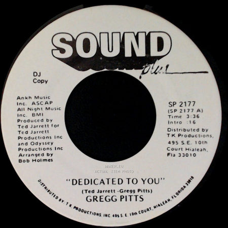 Gregg Pitts - Back To Back / Dedicated To You side B