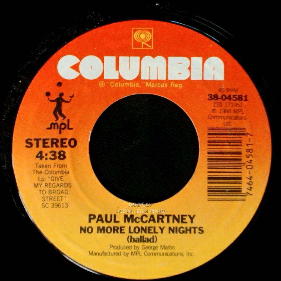 Paul Mccartney - No More Lonely Nights (Ballad) / No More Lonely Nights (Playout Version) side A