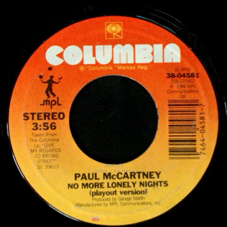 Paul Mccartney - No More Lonely Nights (Ballad) / No More Lonely Nights (Playout Version) side B