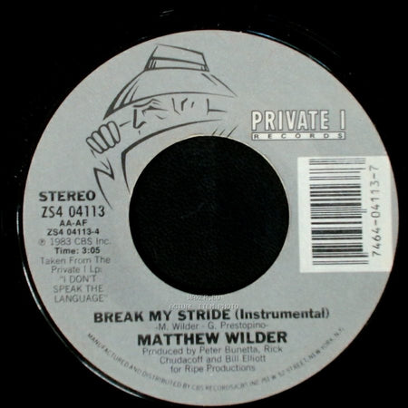 Matthew Wilder - Break My Stride (Instrumental) / Break My Stride side A