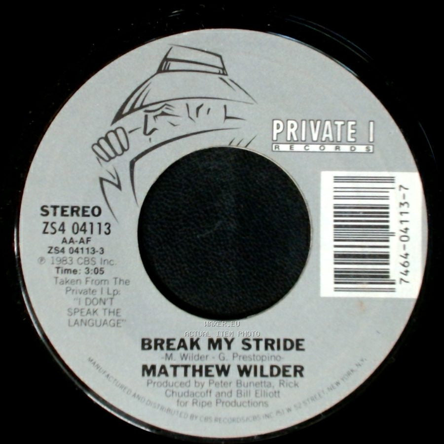 Matthew Wilder - Break My Stride (Instrumental) / Break My Stride side B