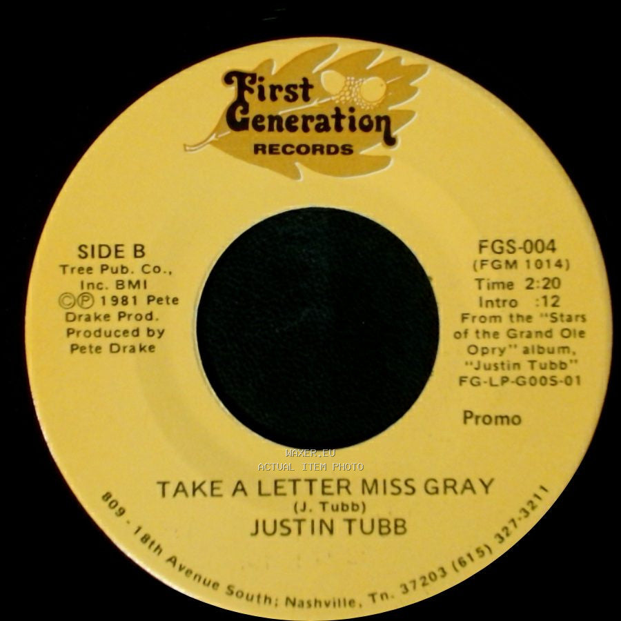 Justin Tubb - Pull The Covers Over Me / Take A Letter Miss Gray side B