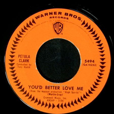 Petula Clark - Downtown / You'd Better Love Me side B