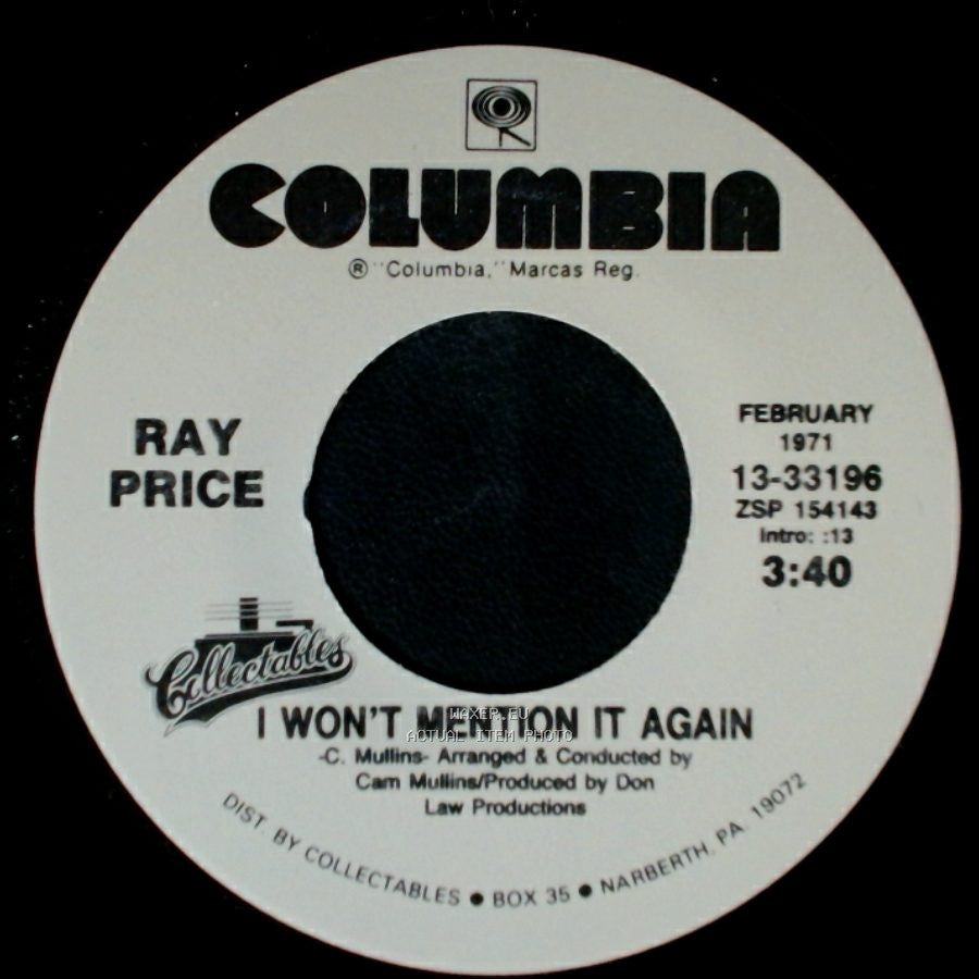 Ray Price - I Won't Mention It Again / For The Good Times side A