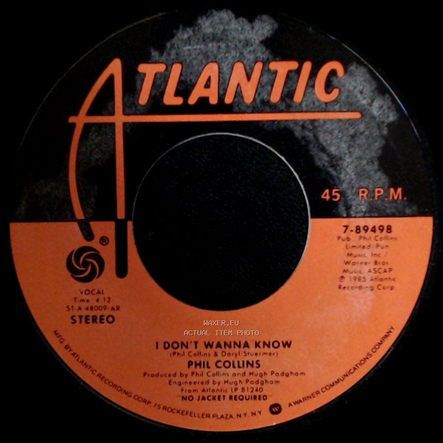 Phil Collins And Marilyn Martin / Phil Collins - Separate Lives (Love Theme From White Nights) / I Don't Wanna Know side B