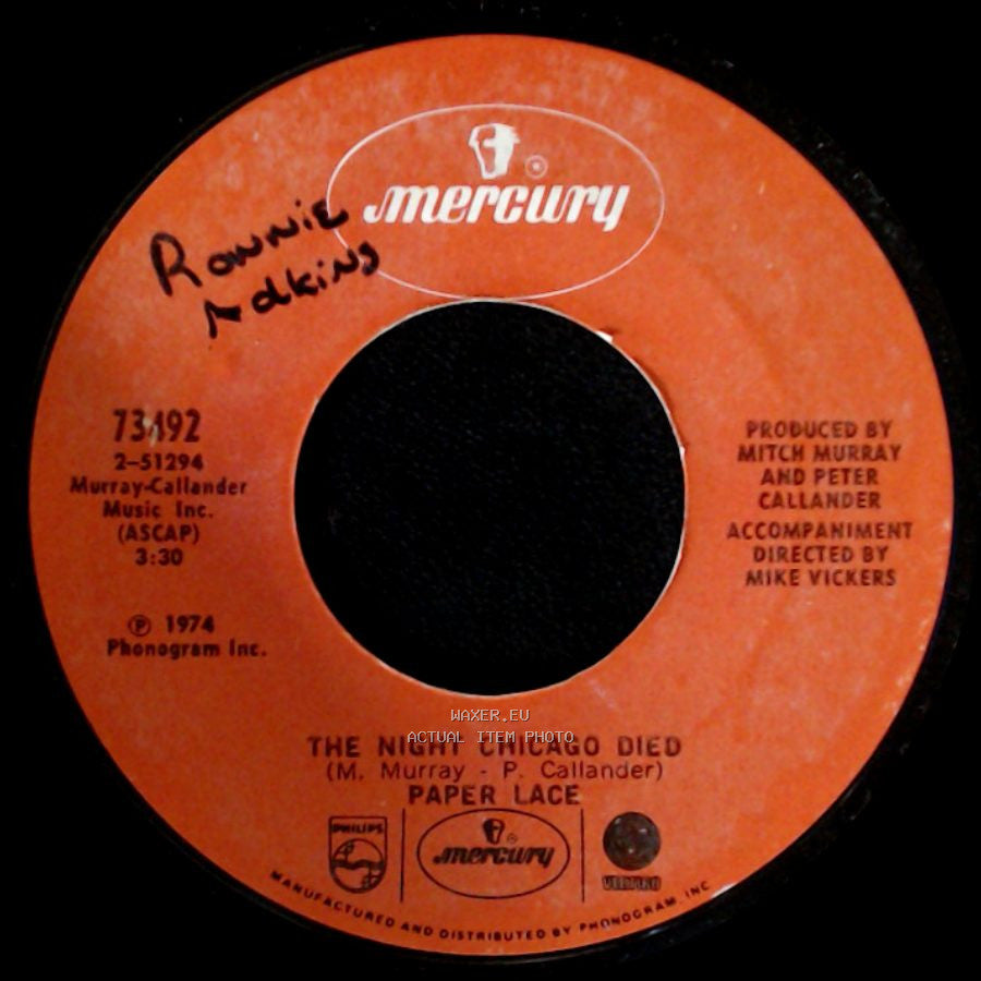 Paper Lace - The Night Chicago Died / Can You Get It When You Want It side A
