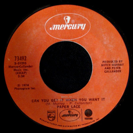 Paper Lace - The Night Chicago Died / Can You Get It When You Want It side B