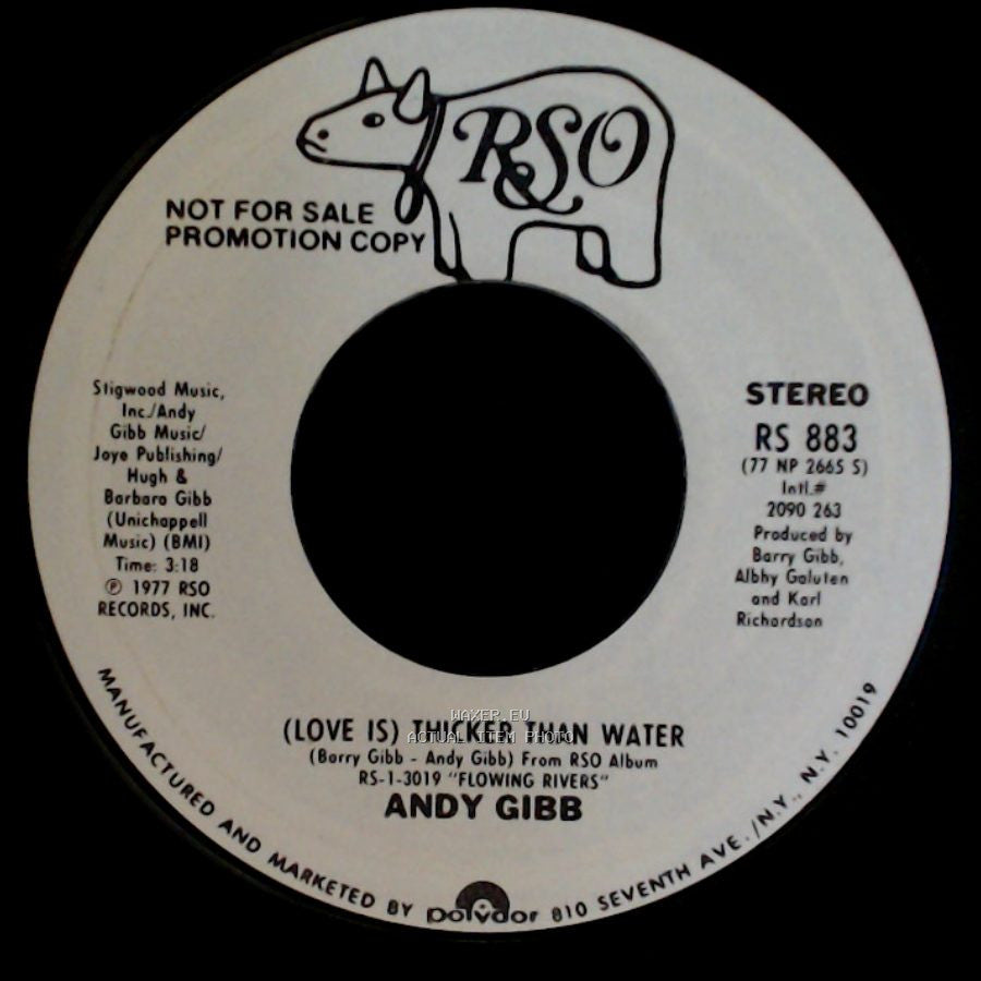 Andy Gibb - (Love Is) Thicker Than Water / (Love Is) Thicker Than Water side A