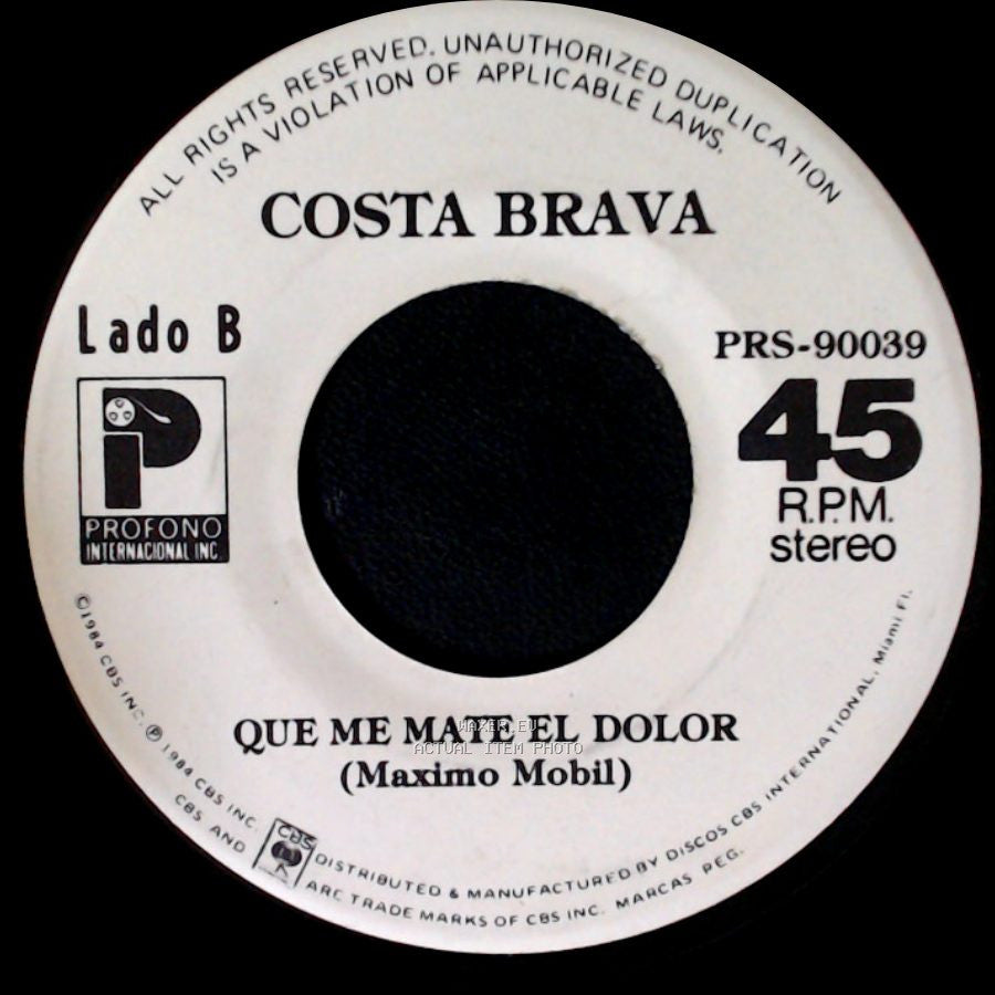 Costa Brava - Sexto Sentido / Que Me Mate El Dolor (Maximo Mobil) side B