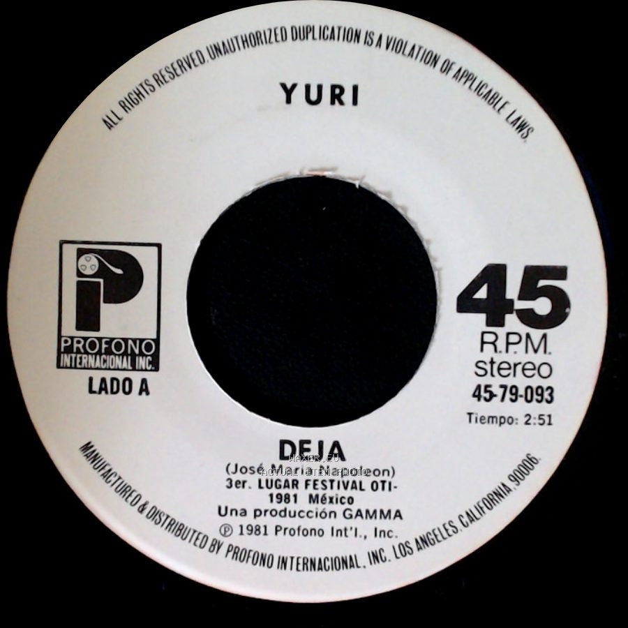 Yuri - Deja / Nuestro Dia (Lolita De La Colina) side A