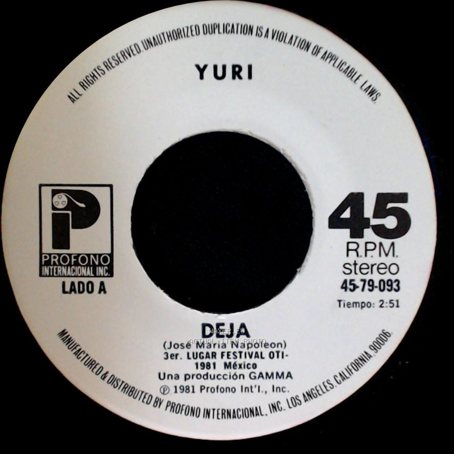 Yuri - Deja / Nuestro Dia side A