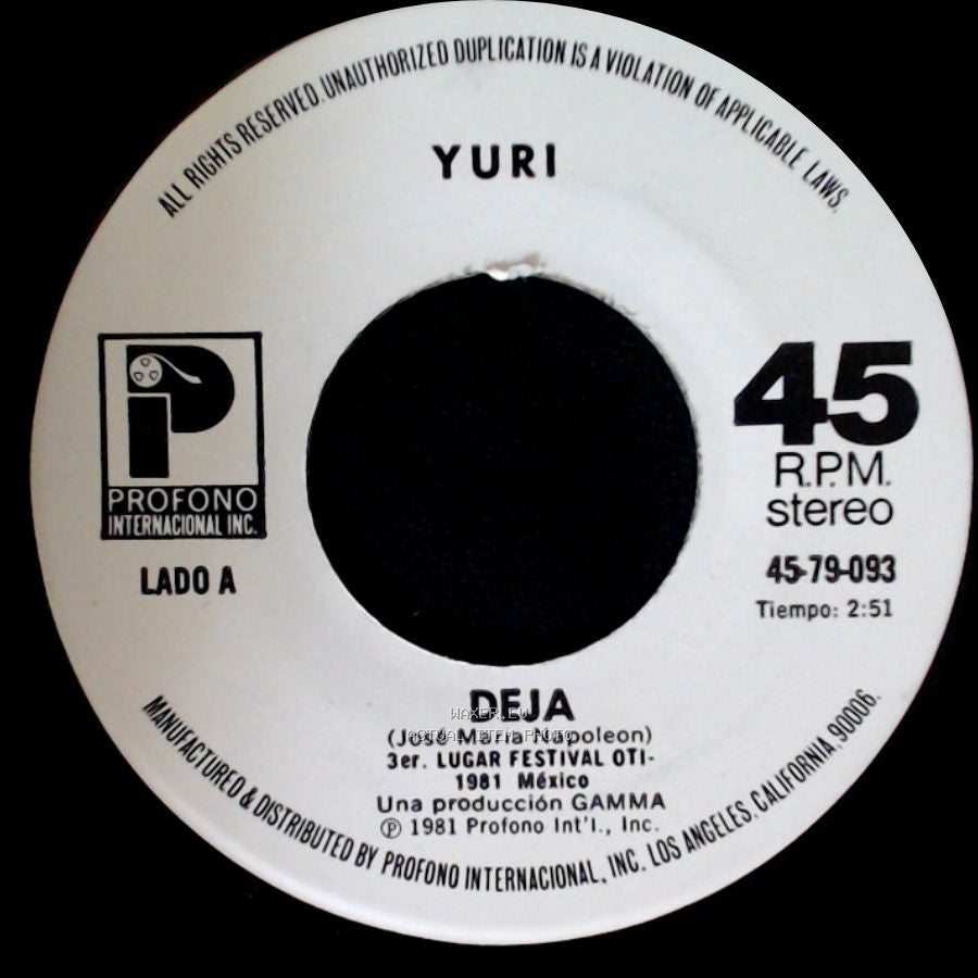 Yuri - Deja / Nuestro Dia side A