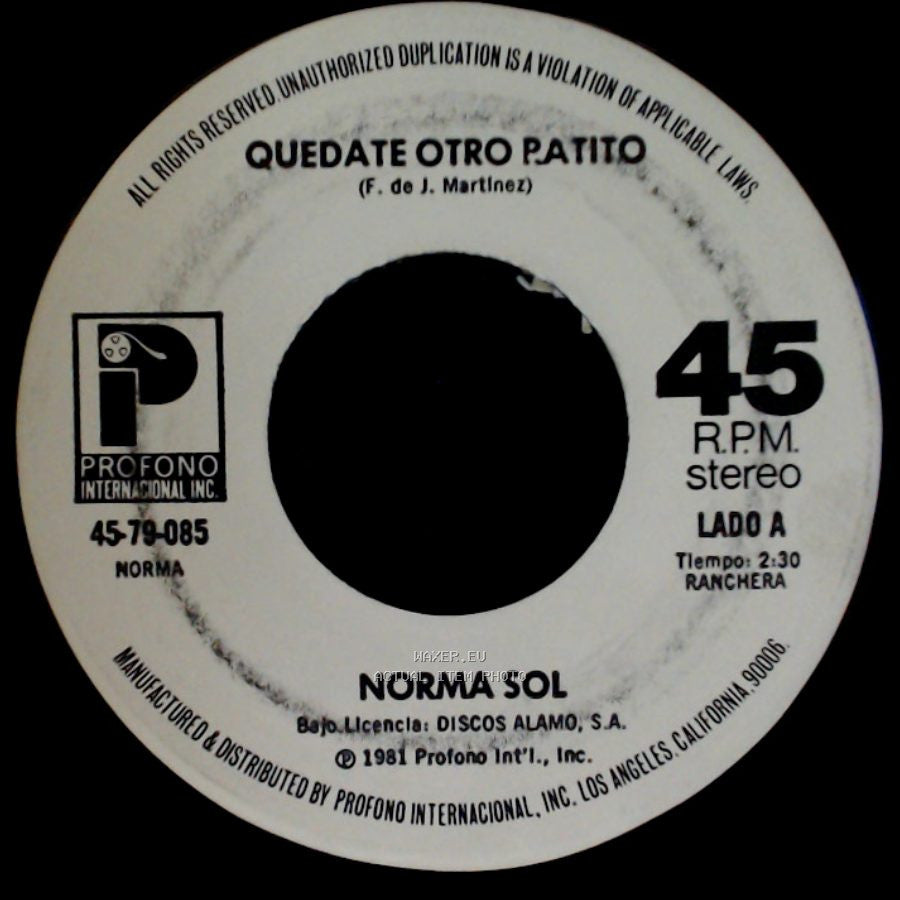 Norma Sol - Quedate Otro Ratito / Ya No Te Quiero side A