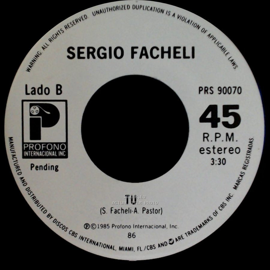 Sergio Facheli - Volvere / Tu side B