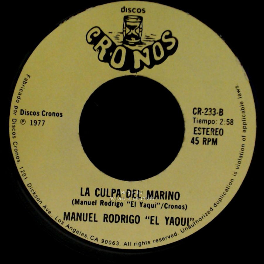 Manuel Rodrigo "El Yaoui" - Tu Solo Tu / La Culpa Del Marino side B