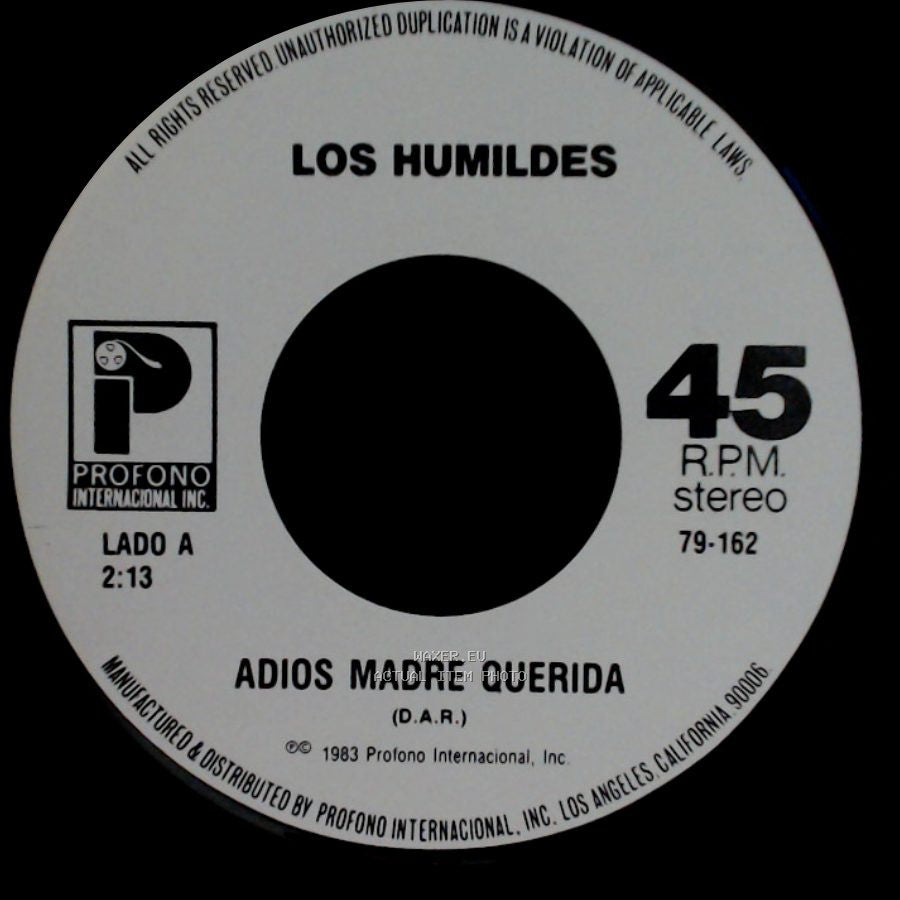 Los Humildes - Adios Madre Querida / Humildes Mañanitas side A