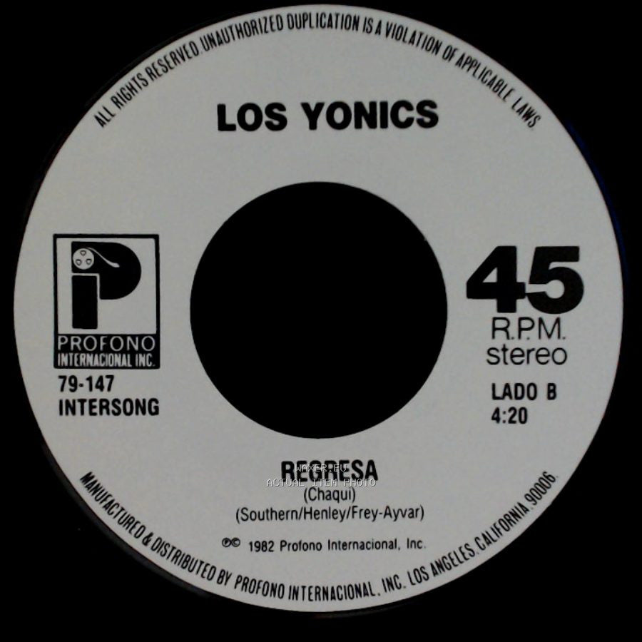 Los Yonics - Te Quiero Cada Dia Mas / Regresa side B