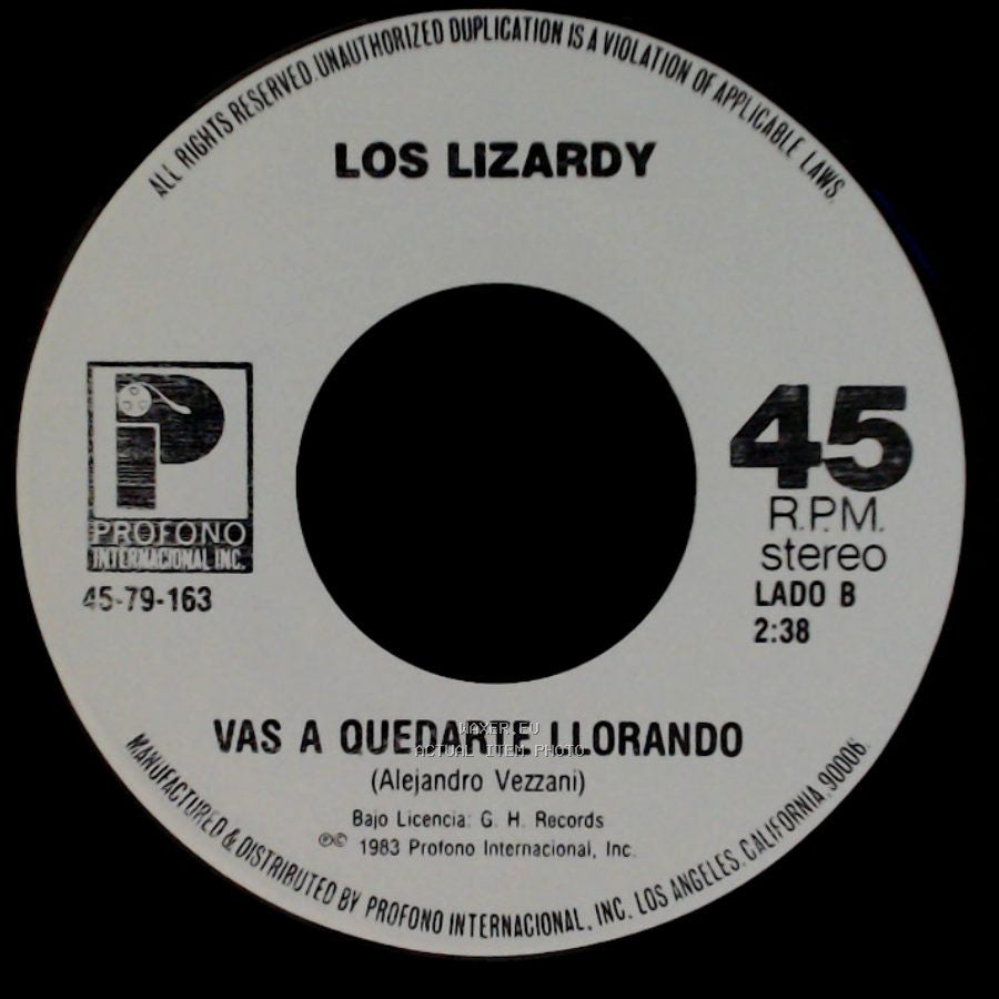 Los Lizardy - Tenias Que Ser Tan Cruel / Vas A Quedarte Llorando side B