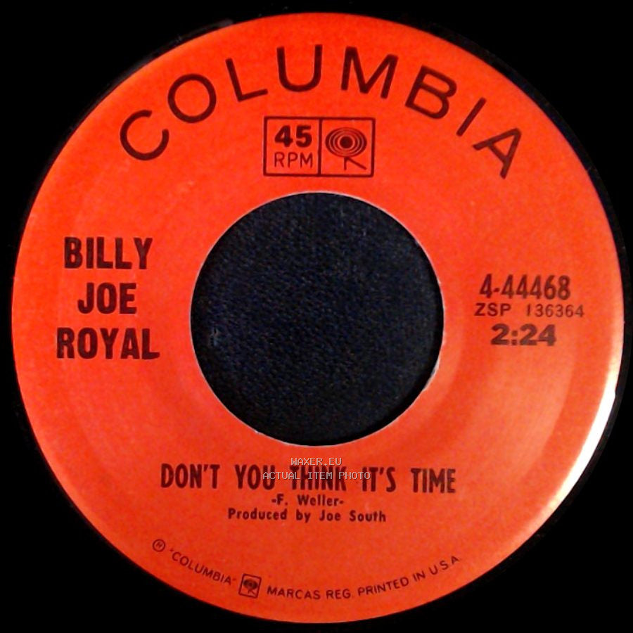 Billy Joe Royal - Don't You Be Ashamed (To Call My Name) / Don't You Think It's Time side B