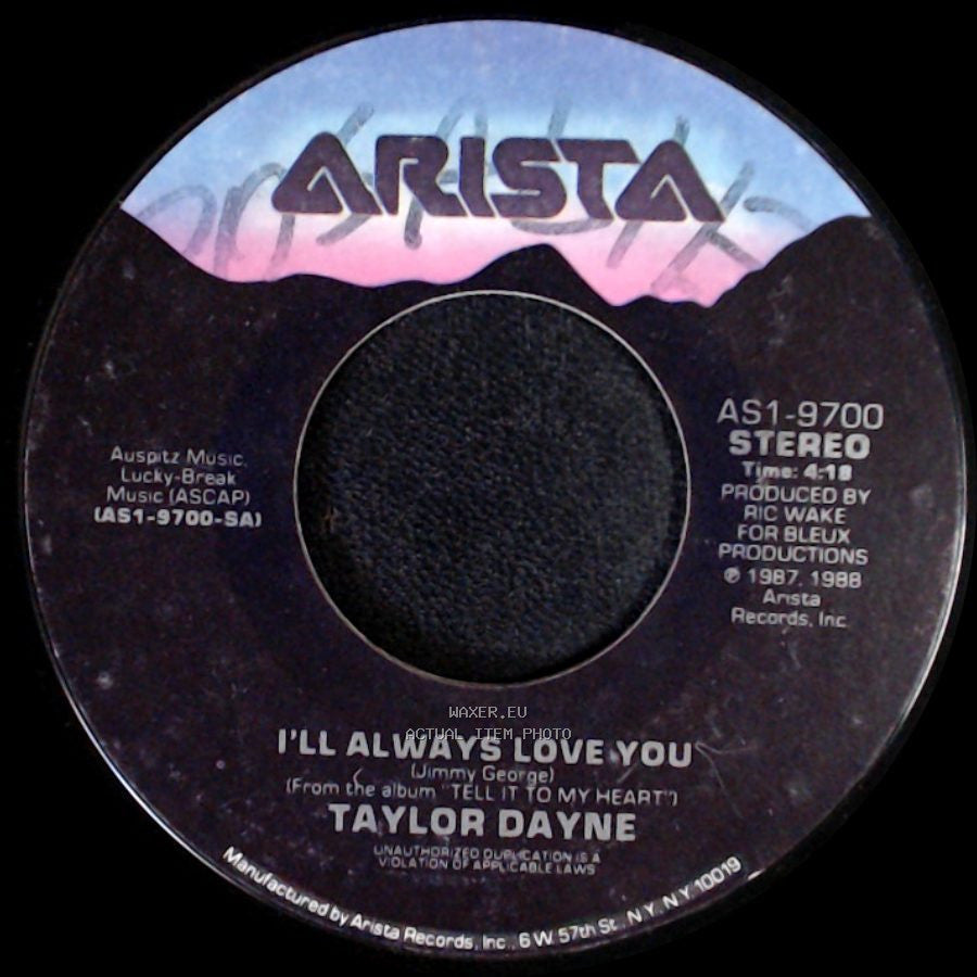 Taylor Dayne - I'll Always Love You / Where Does That Boy Hang Out side A