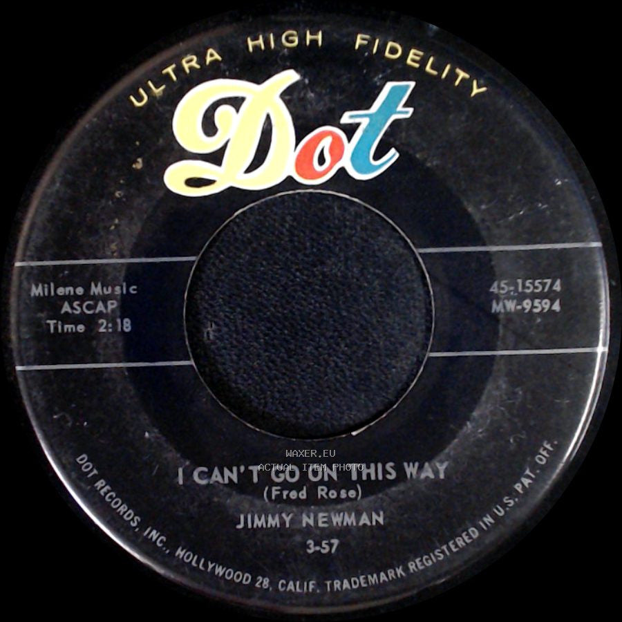 Jimmy Newman - A Fallen Star / I Can't Go On This Way side B