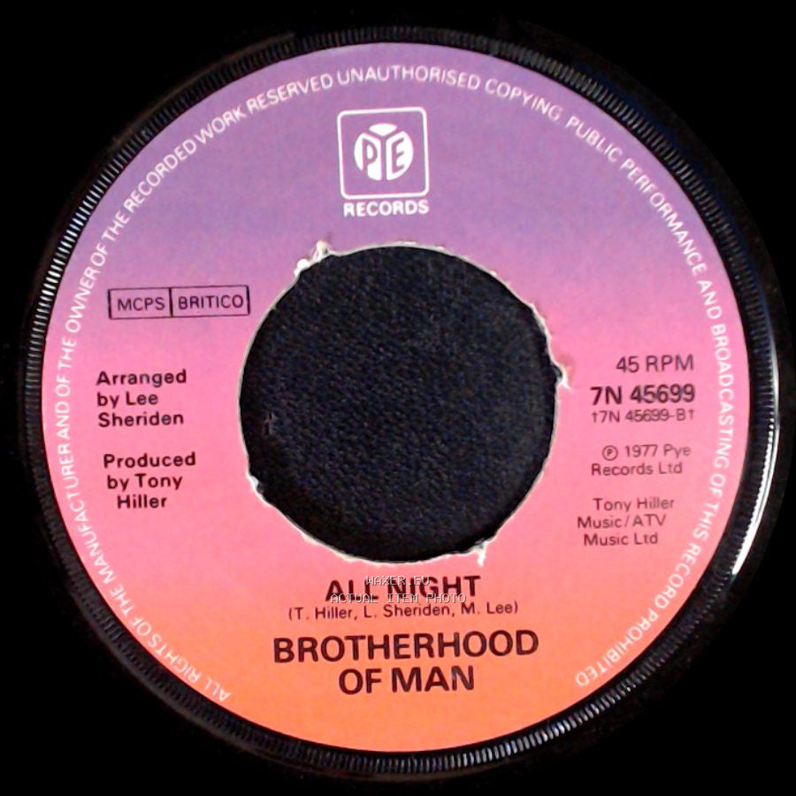 Brotherhood Of Man - Angelo / All Night side B