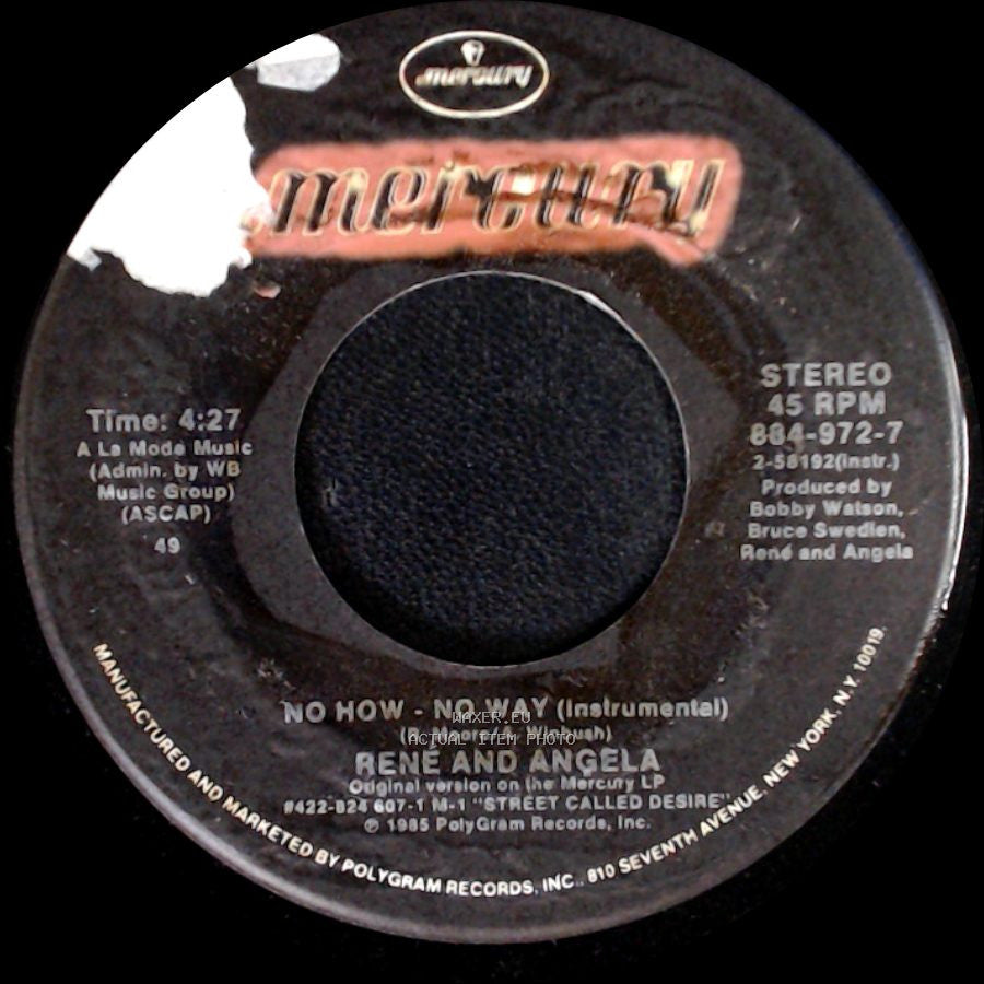 Rene And Angela - No How - No Way (Instrumental) / No How : No Way side A