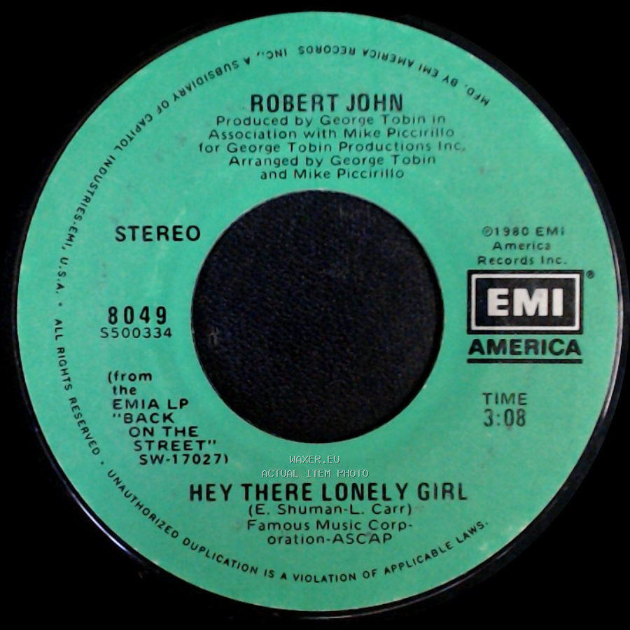 Robert John - You Could Have Told Me / Hey There Lonely Girl side B