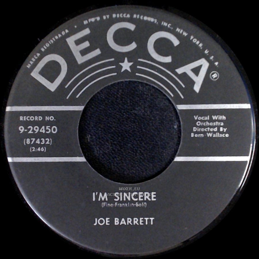 Joe Barrett - I'm Sincere / Why Did You Break My Heart side A