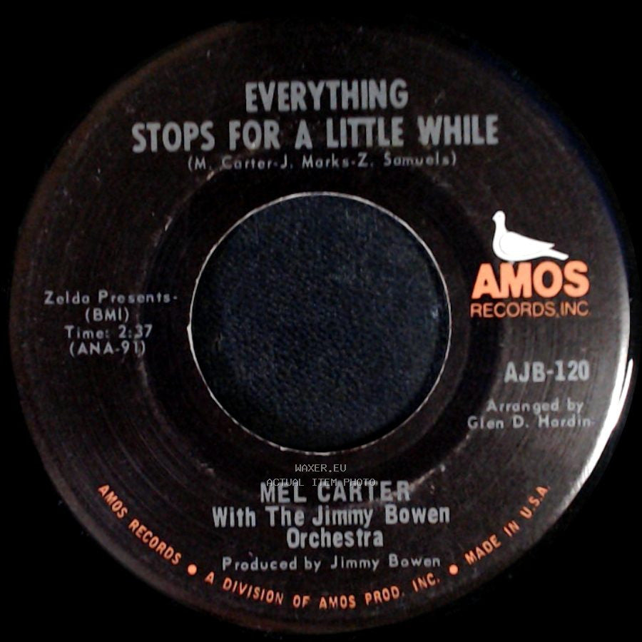 Mel Carter With The Jimmy Bowen Orchestra - San Francisco Is A Lonely Town / Everything Stops For A Little While side B