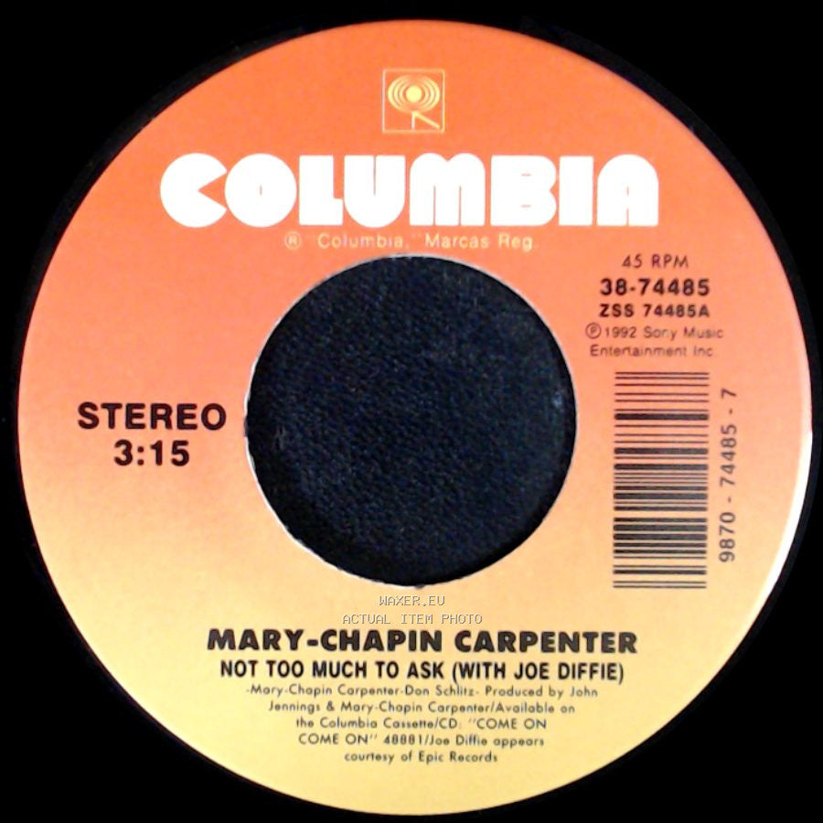 Mary-Chapin Carpenter - I Am A Town / Not Too Much To Ask (With Joe Diffie) side B