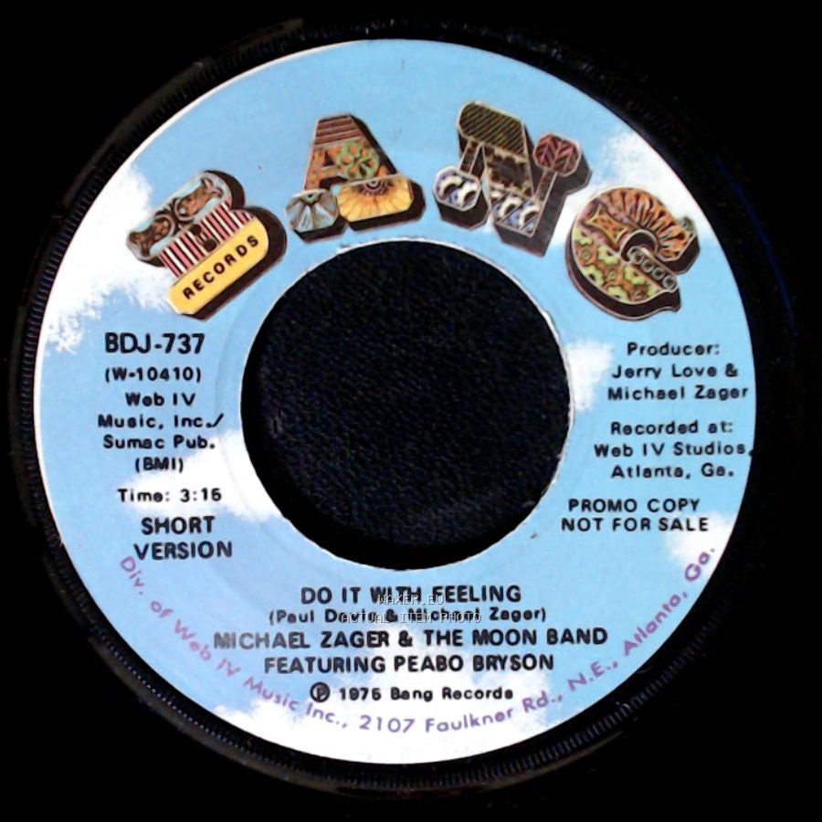Michael Zager & The Moon Band Featuring Peabo Bryson - Do It With Feeling (Long Version) / Do It With Feeling (Short Version) side B