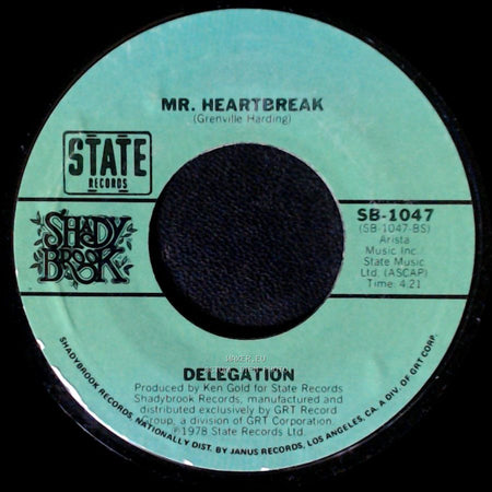 Delegation - Someone Oughta Write A Song (About You Baby) / Mr. Heartbreak side B
