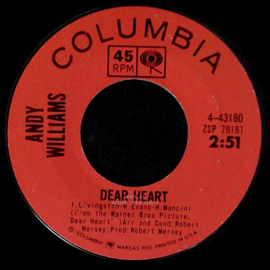 Andy Williams - Dear Heart / Emily side A