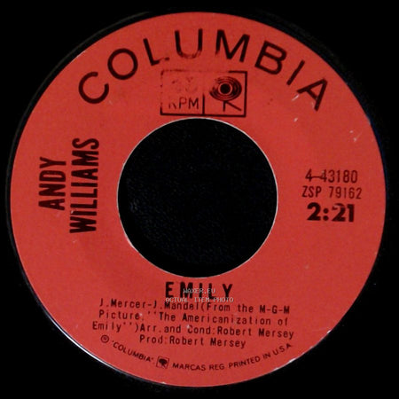 Andy Williams - Dear Heart / Emily side B