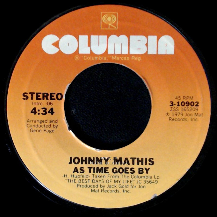 Johnny Mathis / Johnny Mathis/Jane Olivor - As Time Goes By / The Last Time I Felt Like This side A