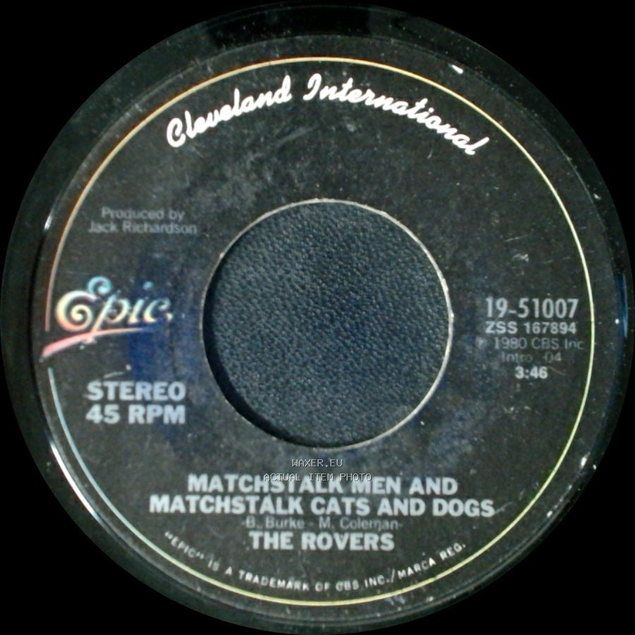 The Rovers - Wasn't That A Party / Matchstalk Men And Matchstalk Cats And Dogs side B