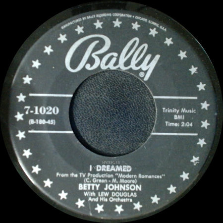 Betty Johnson / Betty Johnson With Lew Douglas And His Orchestra - If It's Wrong To Love You / I Dreamed side B