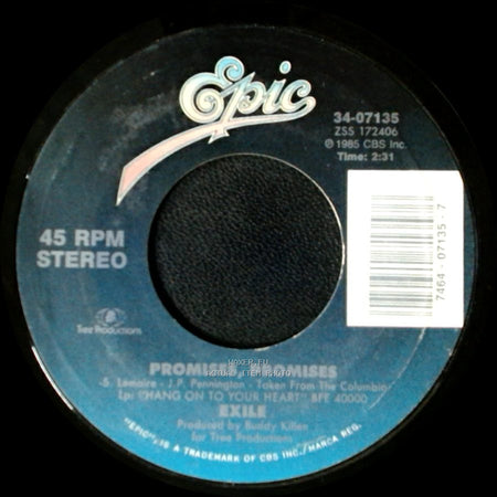 Exile - She's Too Good To Be True / Promises, Promises side B