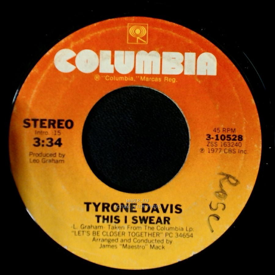 Tyrone Davis - This I Swear / Givin' Myself To You side A